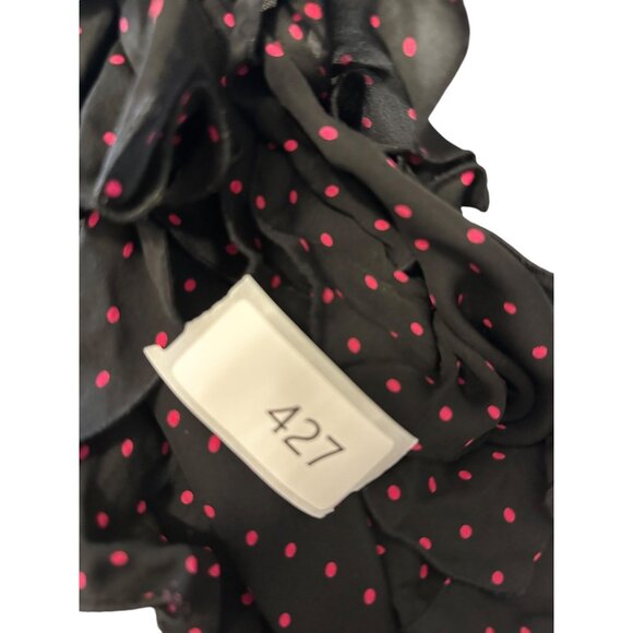 π 2/$30 π Black with Small Red Polka Dot Long Sleeve Sheer Silk Blouse sz 16 - Picture 7 of 7